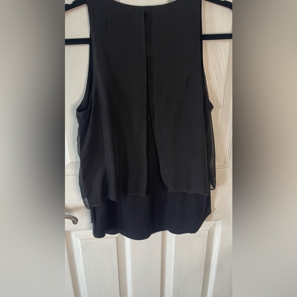 GUESS- Adorable Black Sleeveless Tank Top with sheer Overlay to dress it up! - Picture 5 of 10